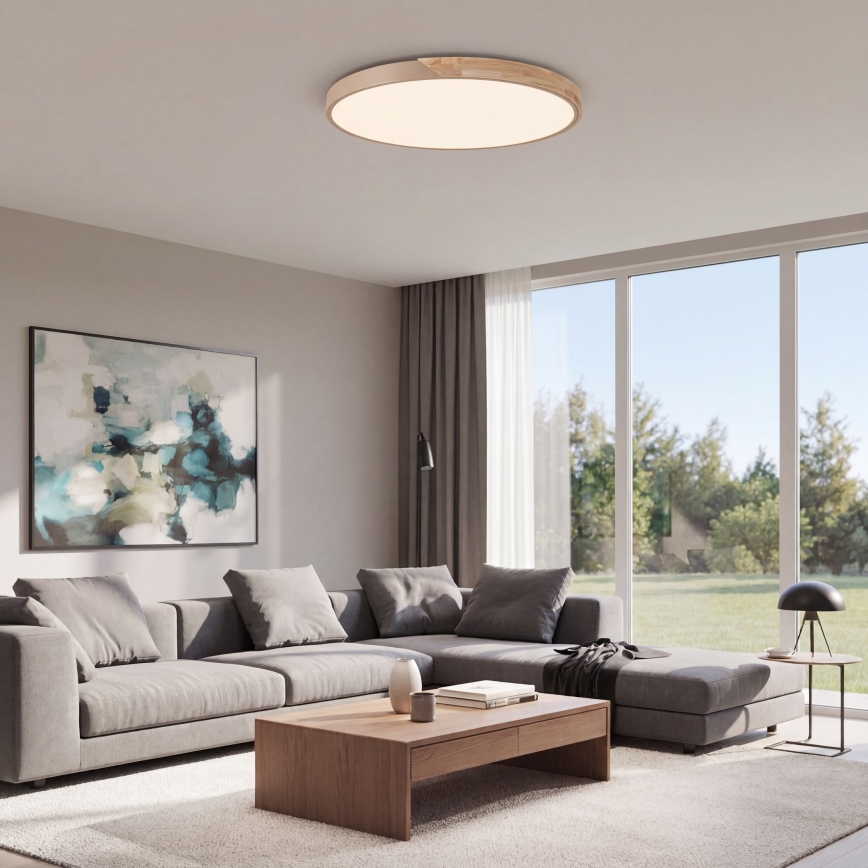 BRILAGI - Plafoniera LED dimmerabile PILANA LED/72W/230V 3000-6500K rovere/beige Ø 80 cm + telecomando