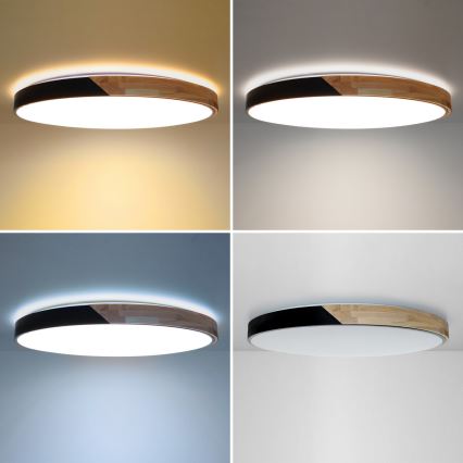 Brilagi - Plafoniera dimmerabile a LED PILANA LED/72W/230V 3000-6500K rovere/nero Ø 80 cm + telecomando