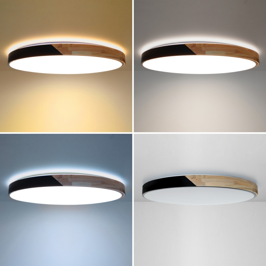 Brilagi - Plafoniera dimmerabile a LED PILANA LED/72W/230V 3000-6500K rovere/nero Ø 80 cm + telecomando