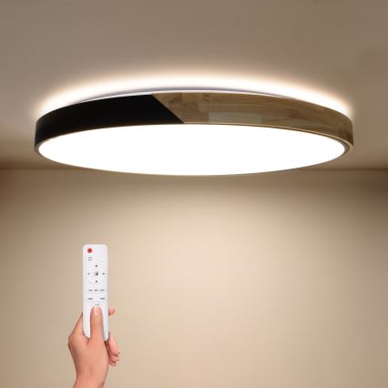 Brilagi - Plafoniera dimmerabile a LED PILANA LED/72W/230V 3000-6500K rovere/nero Ø 80 cm + telecomando