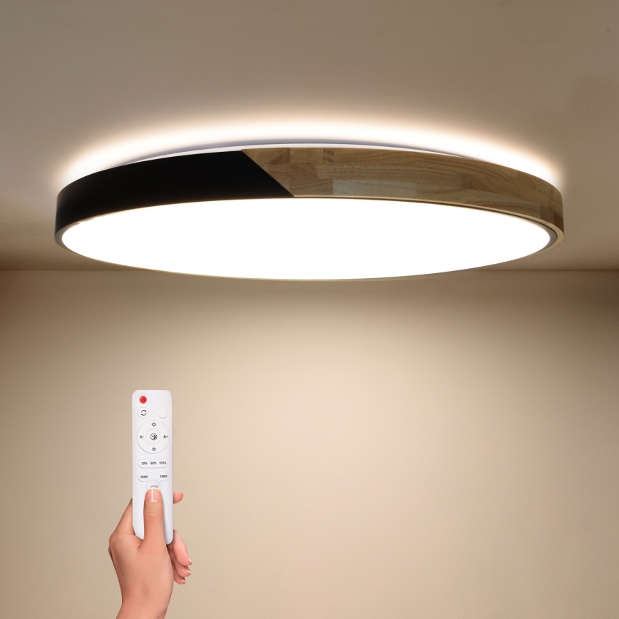 Brilagi - Plafoniera dimmerabile a LED PILANA LED/72W/230V 3000-6500K rovere/nero Ø 80 cm + telecomando
