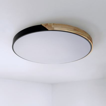 Brilagi - Plafoniera dimmerabile a LED PILANA LED/72W/230V 3000-6500K rovere/nero Ø 80 cm + telecomando