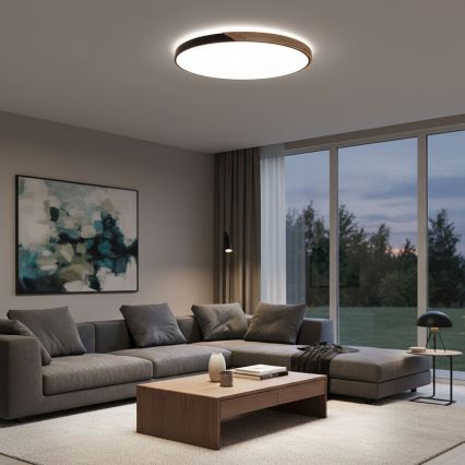 Brilagi - Plafoniera dimmerabile a LED PILANA LED/72W/230V 3000-6500K rovere/nero Ø 80 cm + telecomando