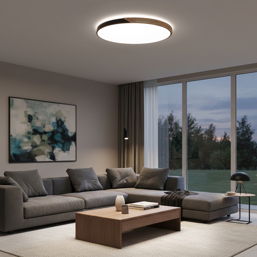 Brilagi - Plafoniera dimmerabile a LED PILANA LED/72W/230V 3000-6500K rovere/nero Ø 80 cm + telecomando