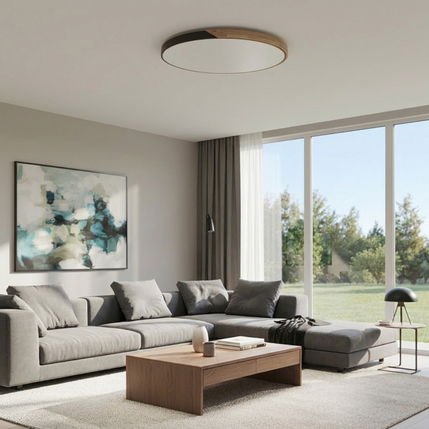 Brilagi - Plafoniera dimmerabile a LED PILANA LED/72W/230V 3000-6500K rovere/nero Ø 80 cm + telecomando