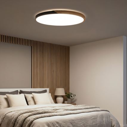 Brilagi - Plafoniera dimmerabile a LED PILANA LED/72W/230V 3000-6500K rovere/nero Ø 80 cm + telecomando