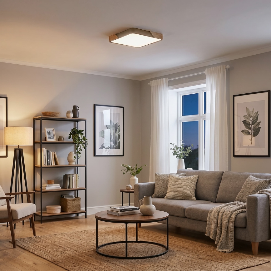 BRILAGI - Plafoniera LED dimmerabile PILANA SQUARE LED/48W/230V 3000-6500K rovere/beige 42x42 cm + telecomando