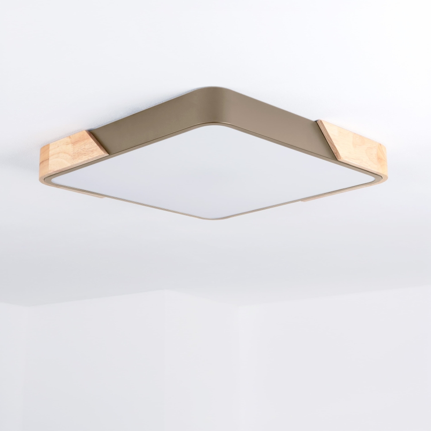 BRILAGI - Plafoniera LED dimmerabile PILANA SQUARE LED/48W/230V 3000-6500K rovere/beige 42x42 cm + telecomando