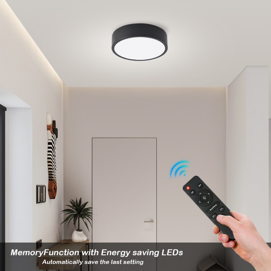 Brilagi - Plafoniera LED dimmerabile POOL LED/18W/230V 3000-6000K 20 cm nera + telecomando