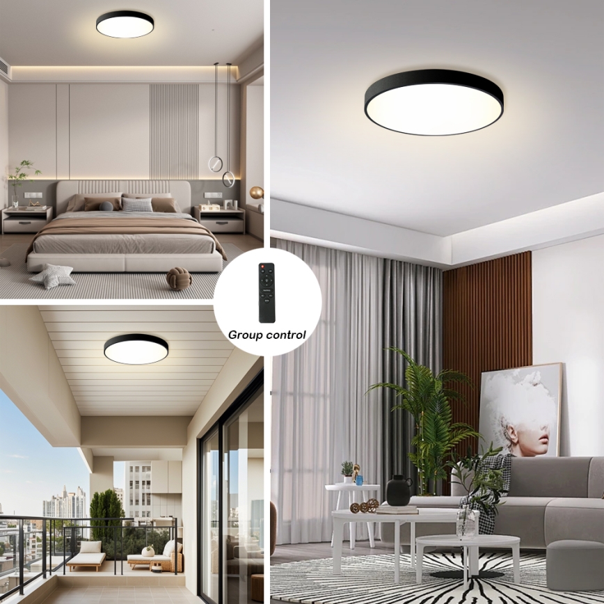 Brilagi - Plafoniera LED dimmerabile POOL LED/60W/230V 3000-6000K Ø 60 cm nera + telecomando