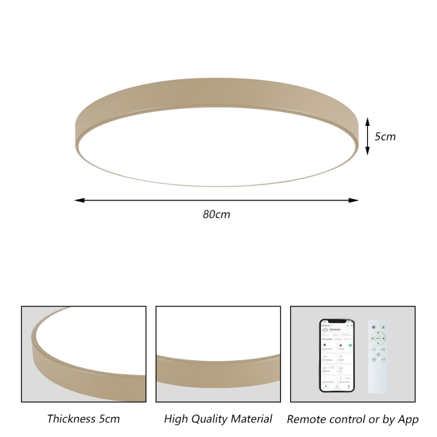 Brilagi - Plafoniera LED dimmerabile POOL SMART LED/100W/230V 3000-6000K 80 cm beige Wi-Fi Tuya + telecomando