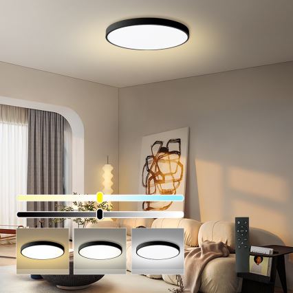 Brilagi - Lampada da soffitto dimmerabile a LED POOL SMART LED/180W/230V 3000-6000K Ø 120 cm Wi-Fi Tuya nero + telecomando