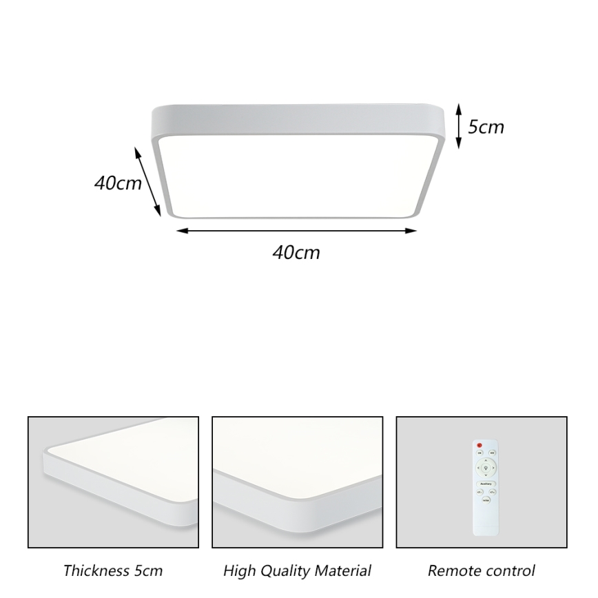 Brilagi - Lampada da soffitto dimmerabile a LED POOL SQUARE LED/36W/230V 3000-6000K 40x40 cm bianco + telecomando