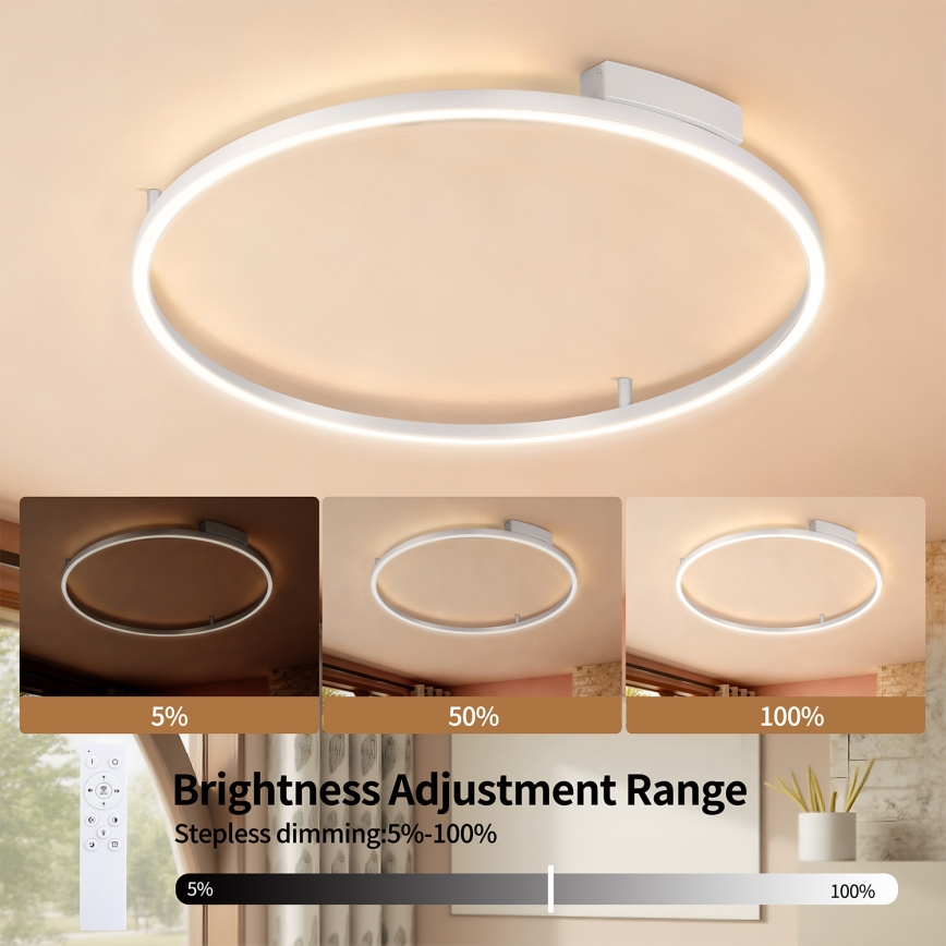 Brilagi - Plafoniera dimmerabile a LED PORTOFINO LED/60W/230V 3000-6000K Ø 80 cm argento + telecomando