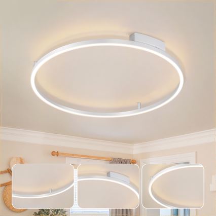 Brilagi - Plafoniera dimmerabile a LED PORTOFINO LED/60W/230V 3000-6000K Ø 80 cm argento + telecomando