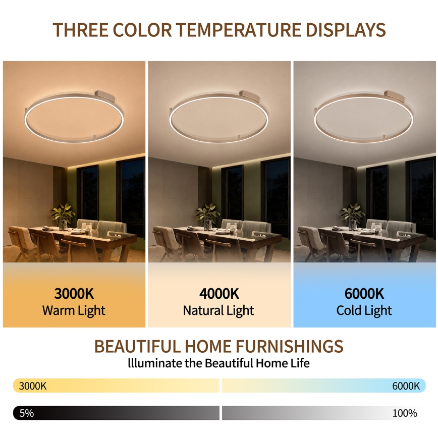 BRILAGI - Plafoniera LED dimmerabile PORTOFINO LED/60W/230V 3000-6000K Ø 80 cm beige + telecomando