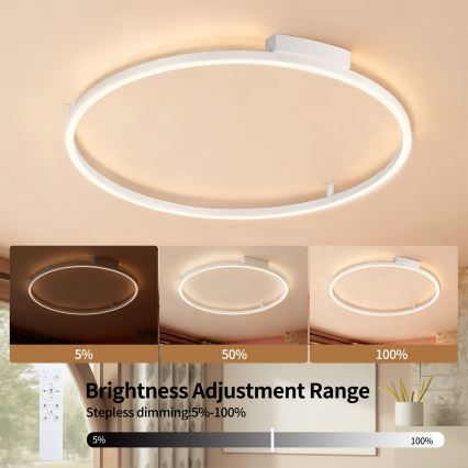 Brilagi - Plafoniera LED dimmerabile PORTOFINO LED/60W/230V 3000-6000K Ø 80 cm bianca + telecomando
