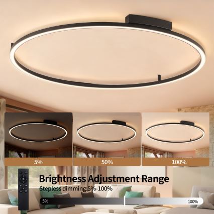 Brilagi - Plafoniera dimmerabile a LED PORTOFINO LED/85W/230V 3000-6000K Ø 120 cm nera + telecomando