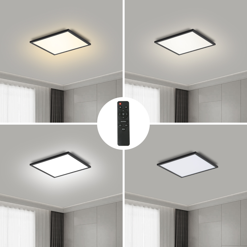 Brilagi - Plafoniera LED dimmerabile SLIMFRAME LED/25W/230V 30x30 cm 3000-6000K nero + telecomando