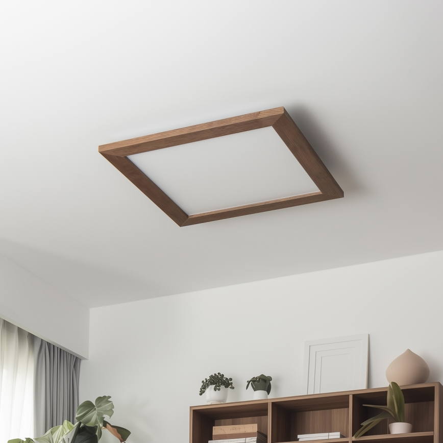 Brilagi - Plafoniera LED dimmerabile SLIMFRAME WOOD LED/36W/230V 49,5x49,5 cm 3000-6000K marrone scuro + telecomando