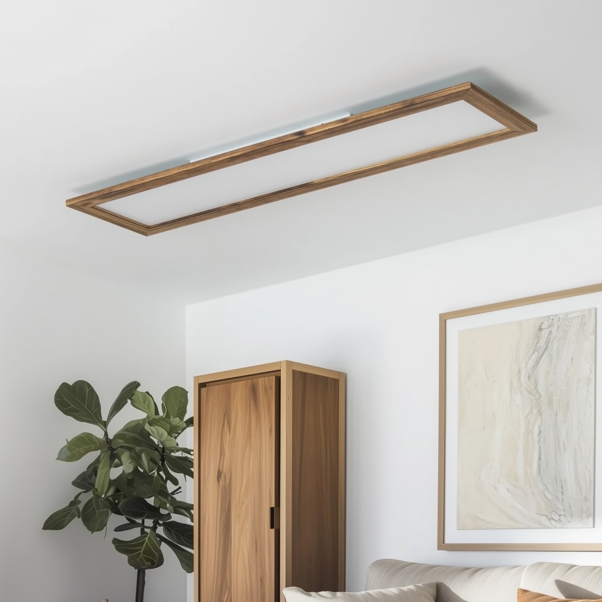 Brilagi - Plafoniera LED dimmerabile SLIMFRAME WOOD LED/58W/230V 124x33,7 cm 3000-6000K marrone + telecomando