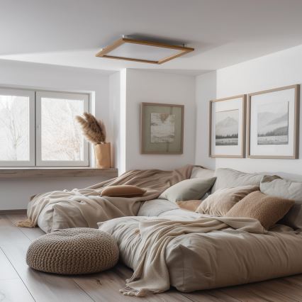 Brilagi - Plafoniera dimmerabile a LED SLIMFRAME WOOD LED/58W/230V 64x64 cm 3000-6000K marrone + telecomando