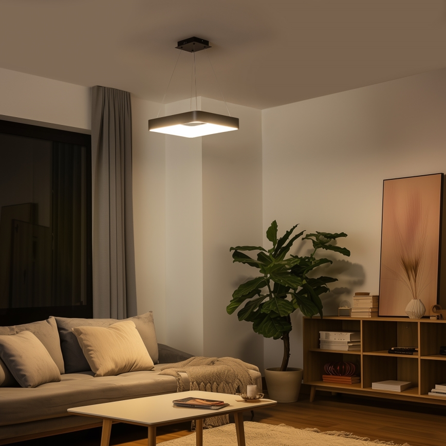 Brilagi - Lampada a sospensione dimmerabile su cavo FALCON II LED/80W/230V 3000-6500K 40x40 cm nera + telecomando