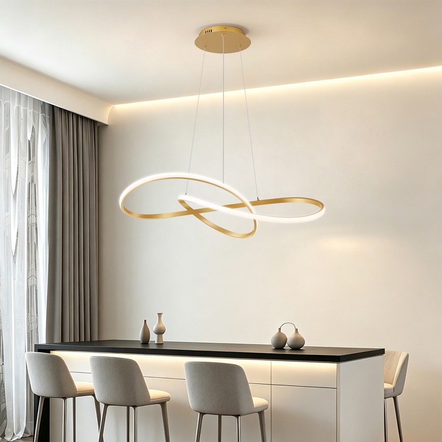 Brilagi - Lampadario LED dimmerabile a sospensione su cavi INFINITY LED/80W/230V 3000-6000K 80x80 cm dorato + telecomando