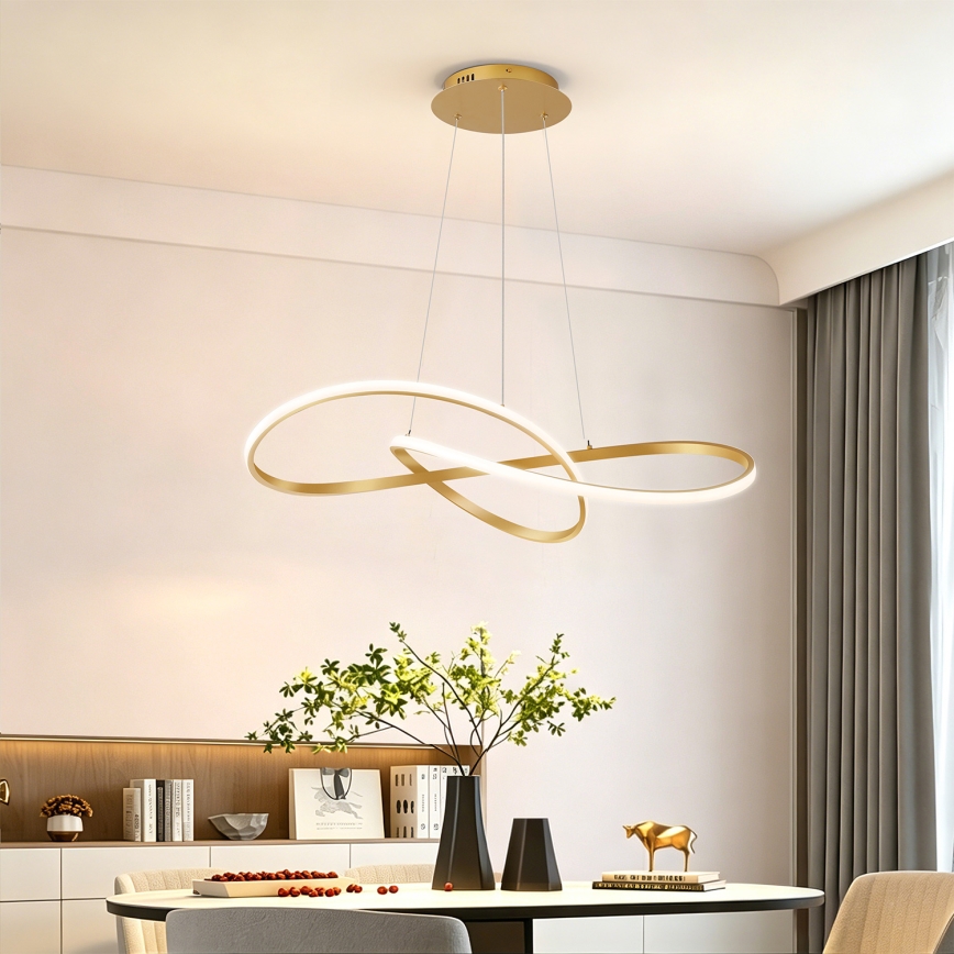 Brilagi - Lampadario LED dimmerabile a sospensione su cavi INFINITY LED/80W/230V 3000-6000K 80x80 cm dorato + telecomando