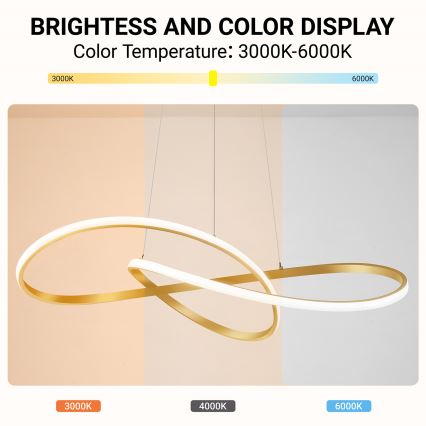 Brilagi - Lampadario LED dimmerabile a sospensione su cavi INFINITY LED/80W/230V 3000-6000K 80x80 cm dorato + telecomando