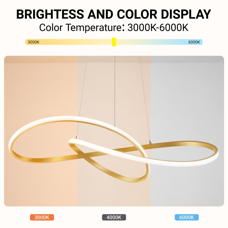 Brilagi - Lampadario LED dimmerabile a sospensione su cavi INFINITY LED/80W/230V 3000-6000K 80x80 cm dorato + telecomando
