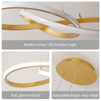 Brilagi - Lampadario LED dimmerabile a sospensione su cavi INFINITY LED/80W/230V 3000-6000K 80x80 cm dorato + telecomando