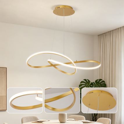Brilagi - Lampadario LED dimmerabile a sospensione su cavi INFINITY LED/80W/230V 3000-6000K 80x80 cm dorato + telecomando