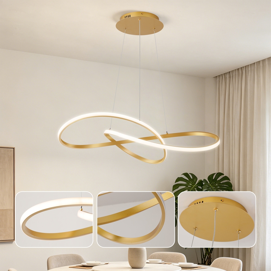 Brilagi - Lampadario LED dimmerabile a sospensione su cavi INFINITY LED/80W/230V 3000-6000K 80x80 cm dorato + telecomando