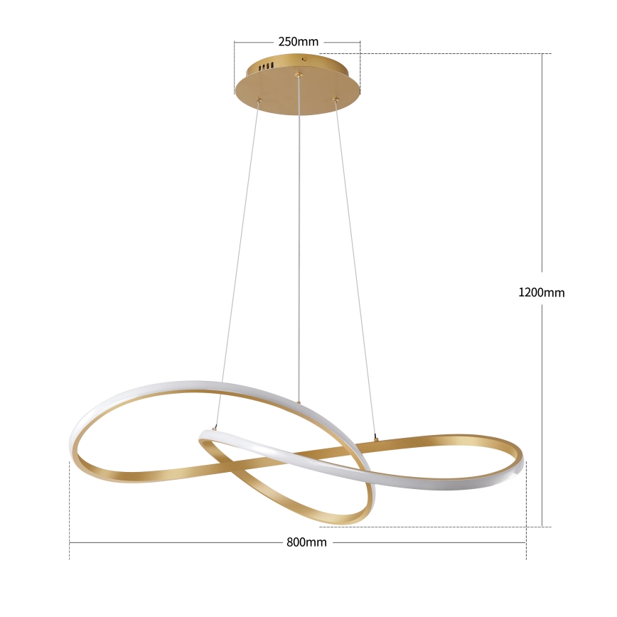 Brilagi - Lampadario LED dimmerabile a sospensione su cavi INFINITY LED/80W/230V 3000-6000K 80x80 cm dorato + telecomando