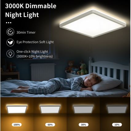 Brilagi - Lampada da soffitto dimmerabile LED ULTRA SLIM LED/18W/230V 2700-6500K 30x30 cm bianco + telecomando