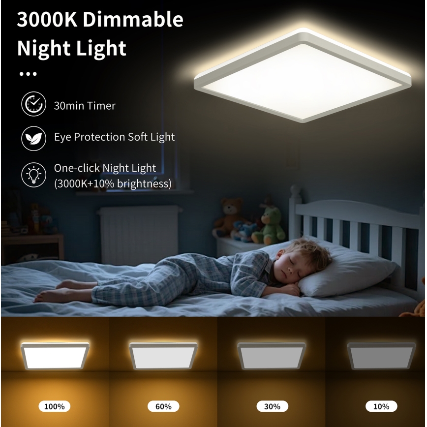 Brilagi - Lampada da soffitto dimmerabile LED ULTRA SLIM LED/18W/230V 2700-6500K 30x30 cm bianco + telecomando