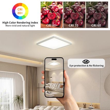 Brilagi - Lampada da soffitto dimmerabile LED ULTRA SLIM LED/18W/230V 2700-6500K 30x30 cm bianco + telecomando