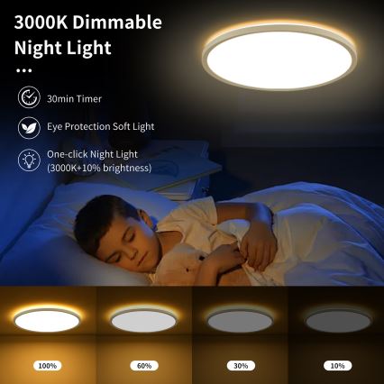 Brilagi - Lampada da soffitto dimmerabile LED ULTRA SLIM LED/24W/230V 2700-6500K diam. 42 cm bianco + telecomando