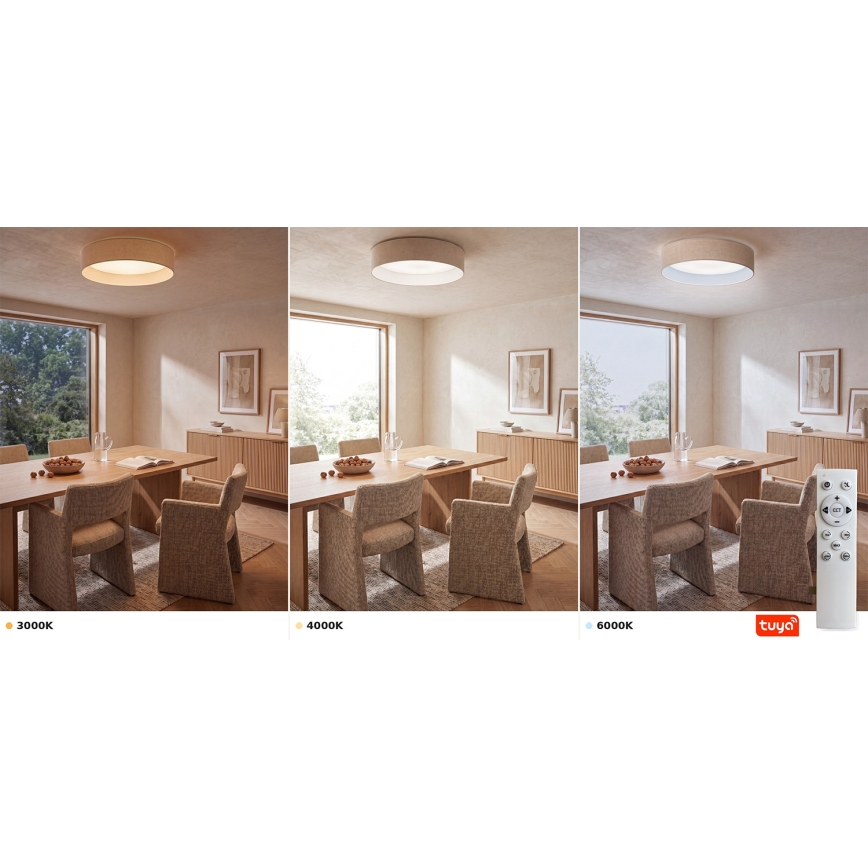 Brilagi - Plafoniera LED dimmerabile VELVET SMARTIX LED/24W/230V 3000-6000K Ø 45 cm crema Wi-Fi Tuya Beacon + telecomando