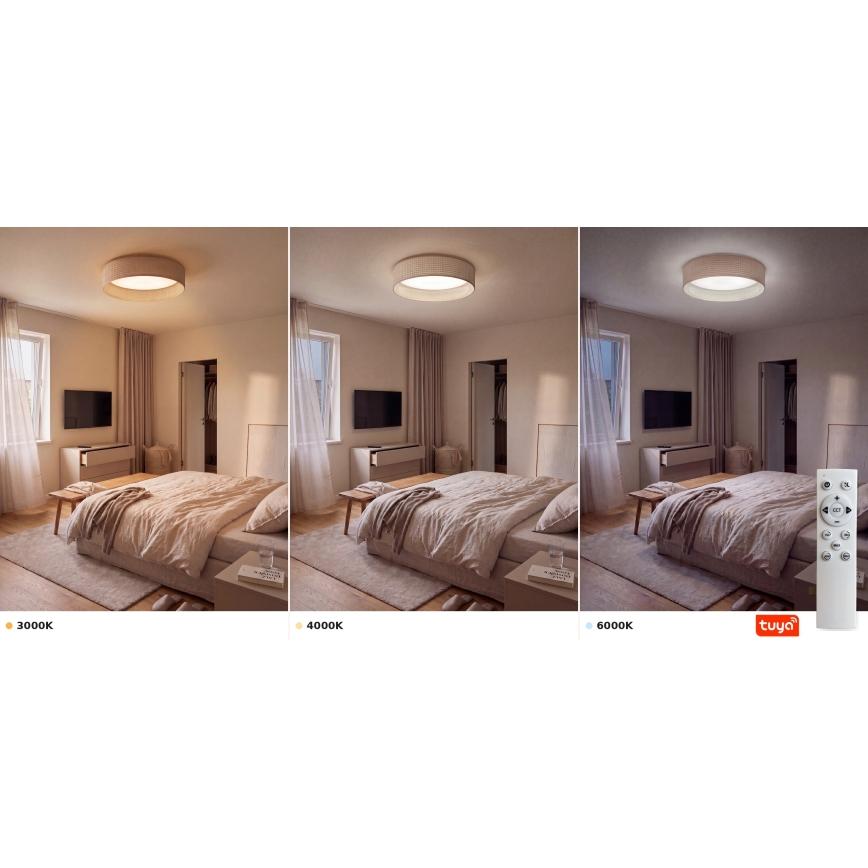Brilagi - Plafoniera LED dimmerabile VELVET SMARTIX LED/36W/230V 3000-6000K Ø 55 cm beige Wi-Fi Tuya Beacon + telecomando