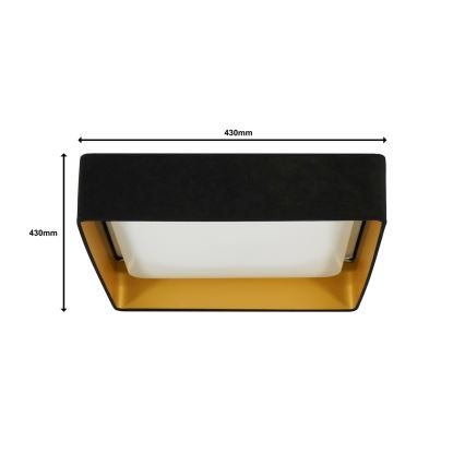 Brilagi - Plafoniera LED dimmerabile VELVET SQUARE LED/24W/230V 43x43 cm 3000/4000/6500K + telecomando nero