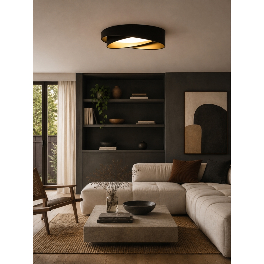 BRILAGI - Plafoniera LED dimmerabile VELVET TWIST LED/36W/230V 3000-6000K Ø 65 cm Wi-Fi Tuya Beacon nero/oro + telecomando