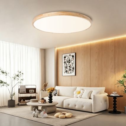 Brilagi - Plafoniera LED dimmerabile WOODLINE LED/128W/230V 3000-6000K rovere Ø 100 cm + telecomando