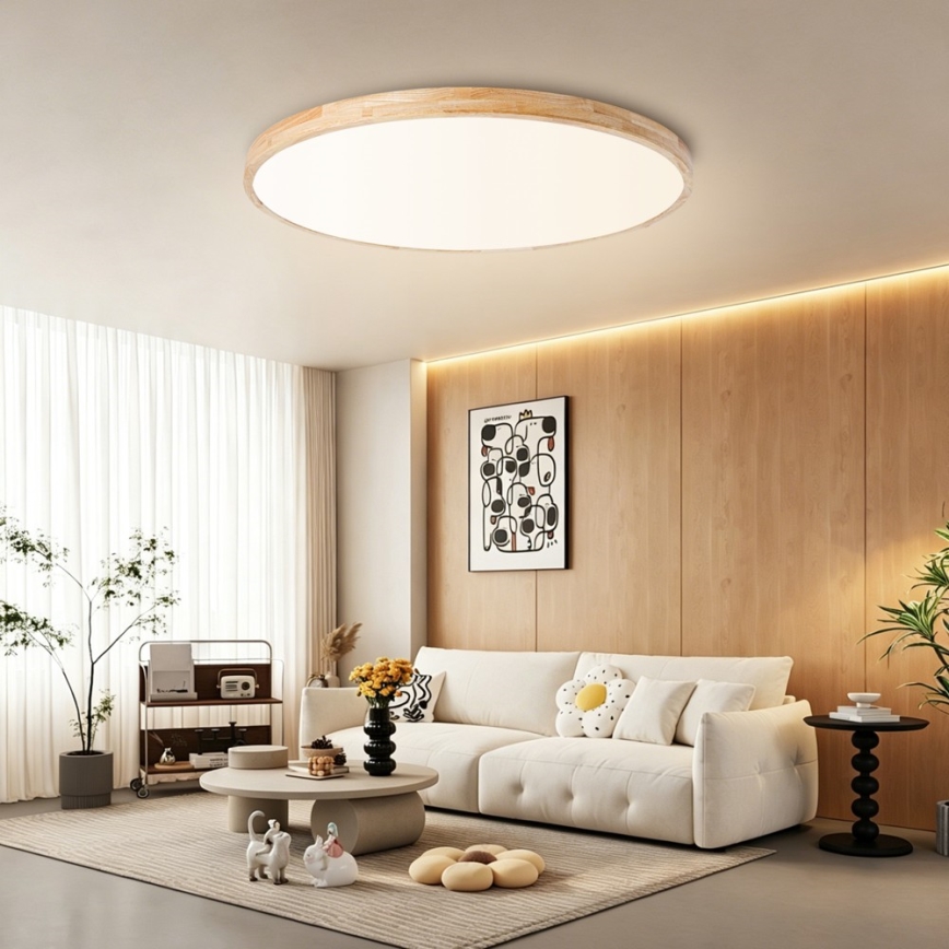 Brilagi - Plafoniera LED dimmerabile WOODLINE LED/128W/230V 3000-6000K rovere Ø 100 cm + telecomando