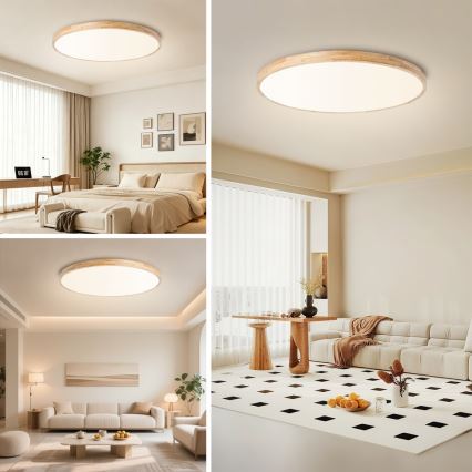Brilagi - Plafoniera LED dimmerabile WOODLINE LED/128W/230V 3000-6000K rovere Ø 100 cm + telecomando