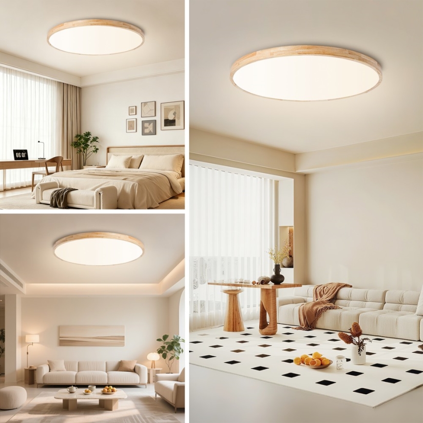 Brilagi - Plafoniera LED dimmerabile WOODLINE LED/128W/230V 3000-6000K rovere Ø 100 cm + telecomando