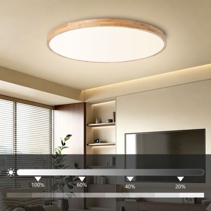 Brilagi - Plafoniera LED dimmerabile WOODLINE LED/128W/230V 3000-6000K rovere Ø 100 cm + telecomando