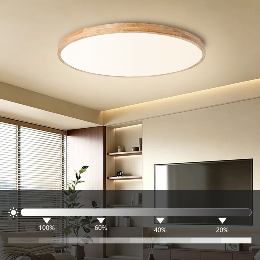 Brilagi - Plafoniera LED dimmerabile WOODLINE LED/128W/230V 3000-6000K rovere Ø 100 cm + telecomando