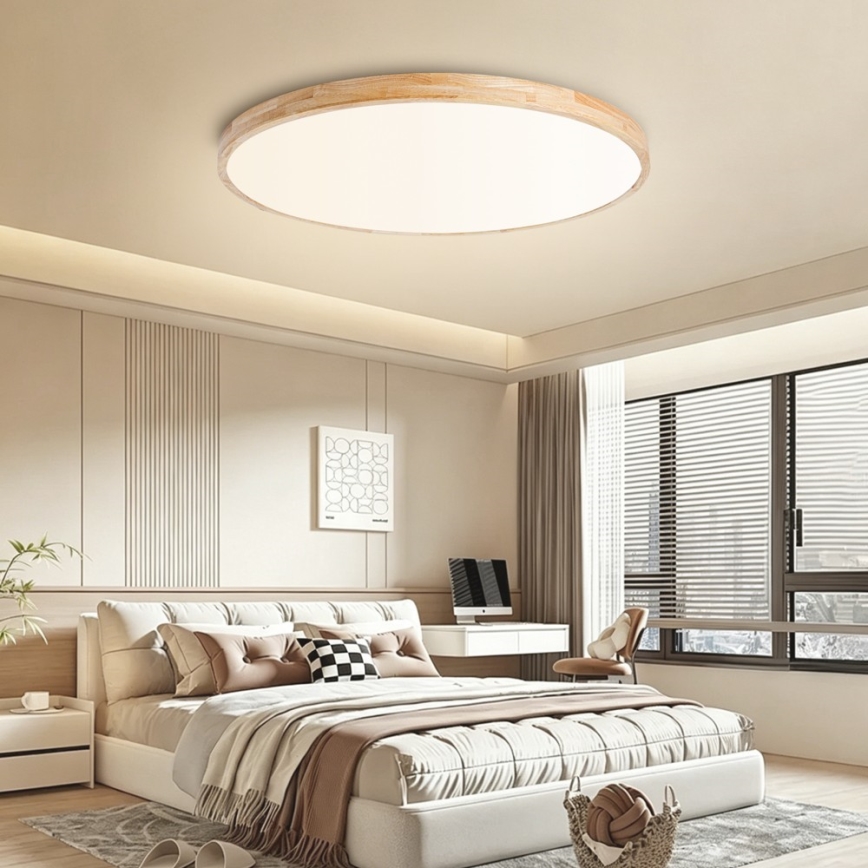Brilagi - Plafoniera LED dimmerabile WOODLINE LED/128W/230V 3000-6000K rovere Ø 100 cm + telecomando